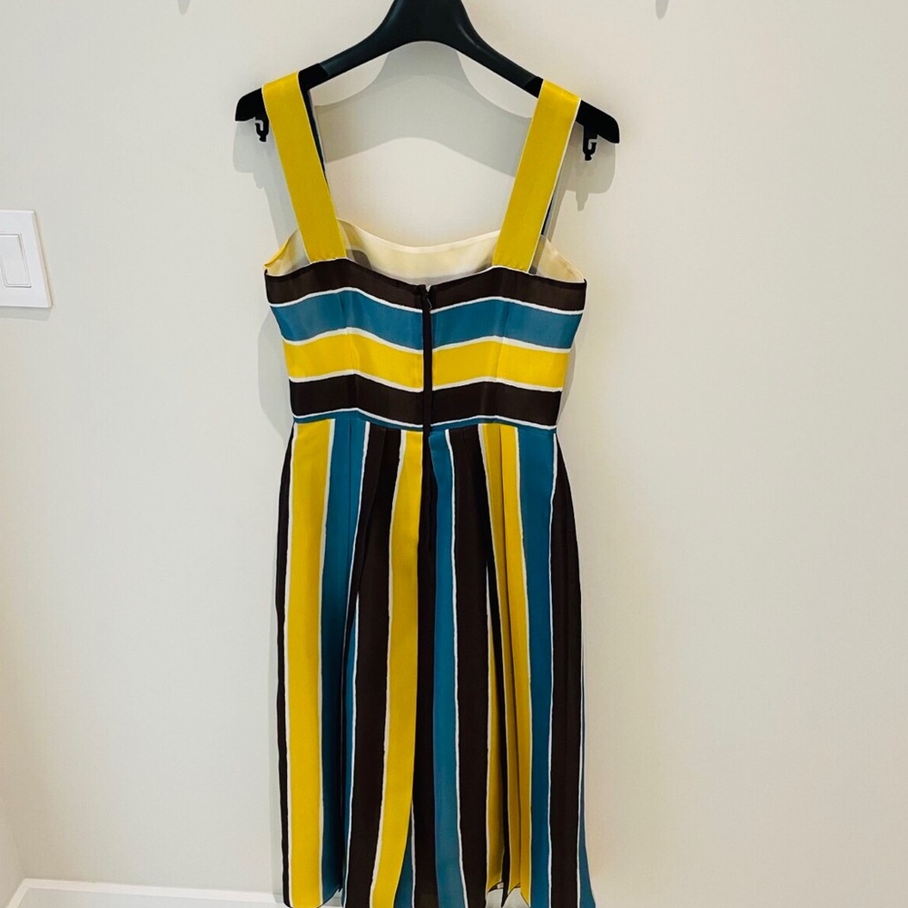 GIFTABLE Dolce & Gabbana Yellow, Teal & Brown Striped Midi Dress Size 40 - Picture 6 of 10